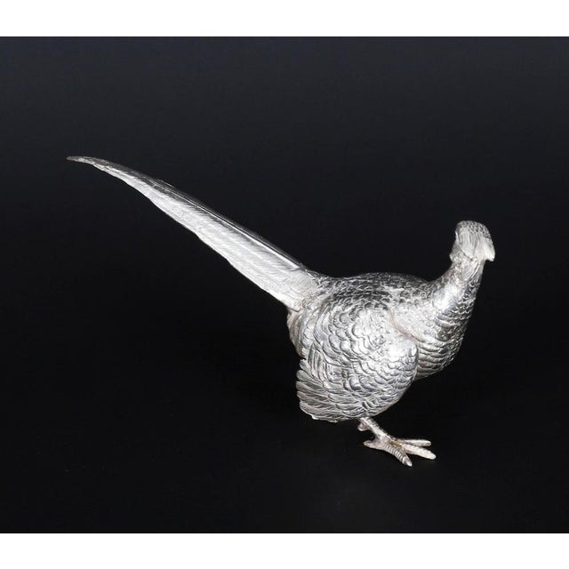 Gold Vintage Sterling Silver Pheasants from Edward Barnard & Sons, London, 1971, Set of 2 For Sale - Image 8 of 16