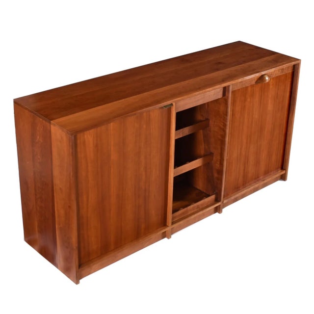 Custom Made Buffet Credenza With Lighted Wine Bar and Hidden Bar Cart For Sale - Image 12 of 17