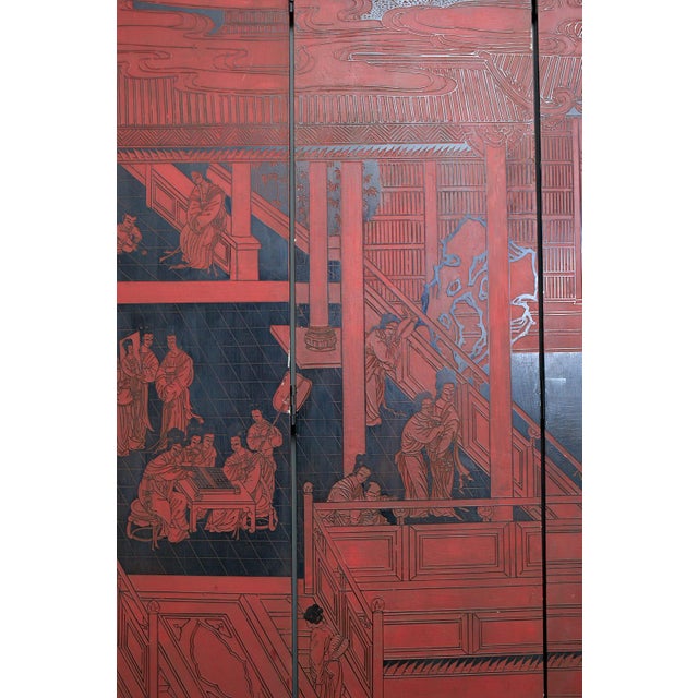 Chinese Export Twelve Panel Coromandel Style Screen For Sale In Sacramento - Image 6 of 13