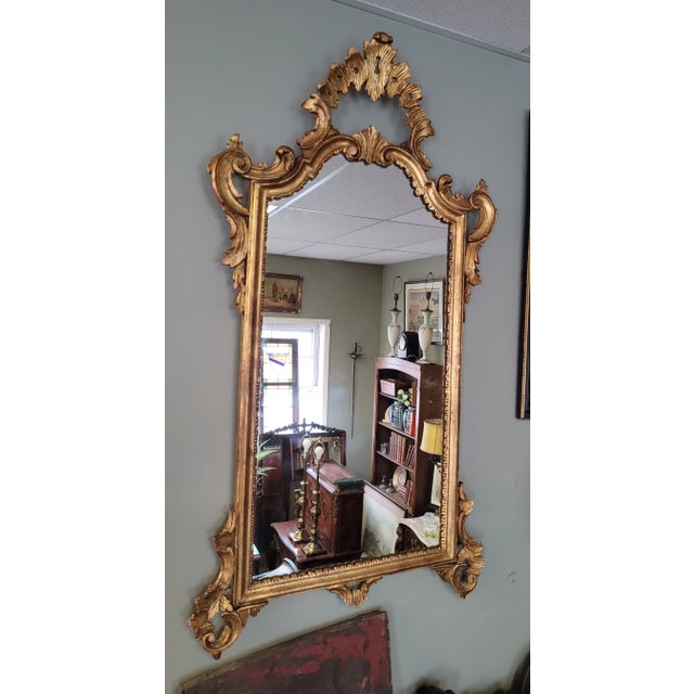 1950s Vintage Gold Florentine Mirror For Sale - Image 4 of 9