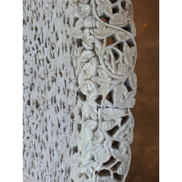 White Late 19th Century Pair of Painted White Burmese Carved Side Chairs For Sale - Image 8 of 14