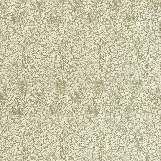 Morris & Co. Bird & Anemone Weave Fabric in Sage For Sale
