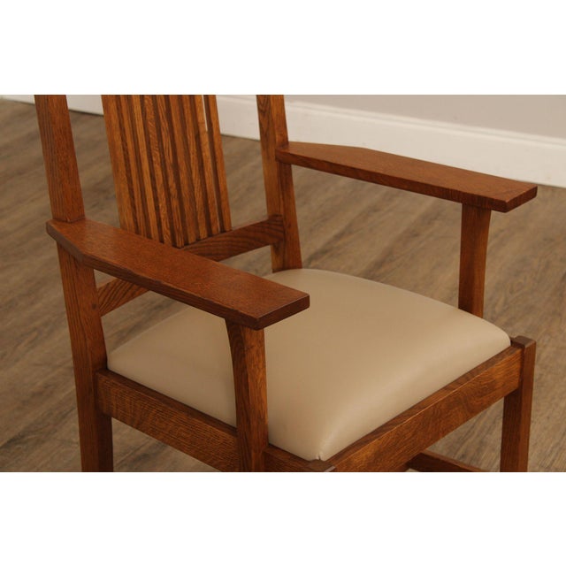 Stickley Mission Collection Pair of Oak Spindle Dining Armchairs For Sale In Philadelphia - Image 6 of 12