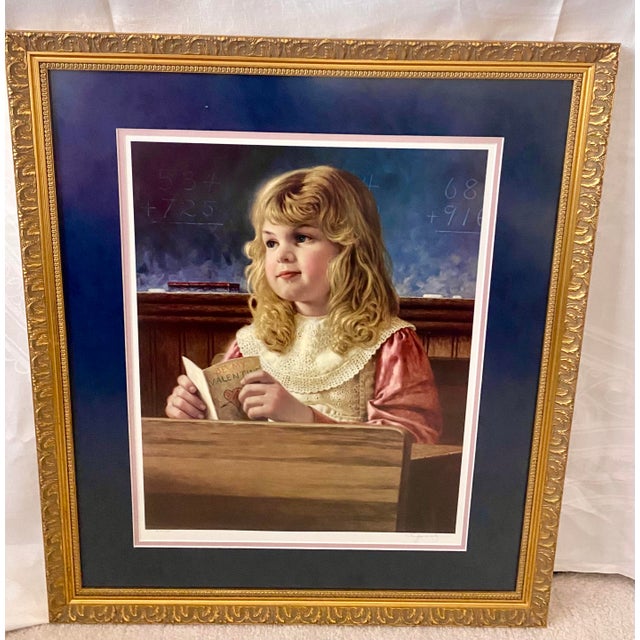 Vintage Jim Daly Signed & Numbered Limited Edition Americana Print “Secret Admirer” Exquisitely Framed and Double Matted Excellent Condition. For Sale - Image 18 of 18