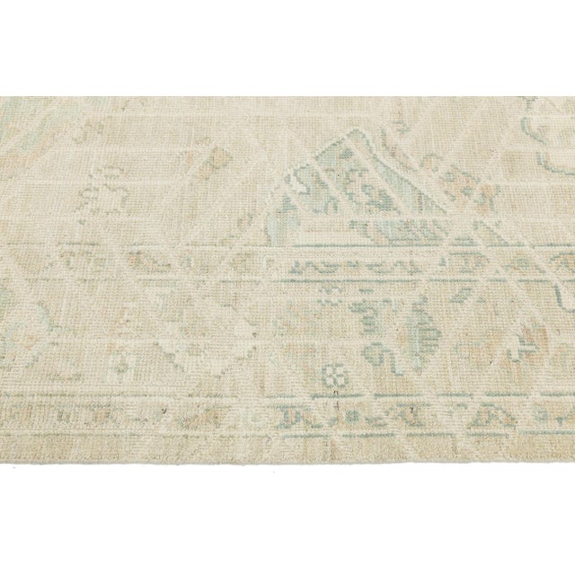 9x12 Modern Oushak Style Hand-Knotted Wool Rug – Neutral Ivory & Sage Geometric For Sale - Image 11 of 11