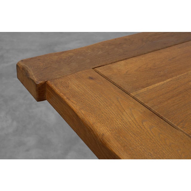 Brown Mid-Century Brutalist Oak Dining Table, Belgium, 1960s For Sale - Image 8 of 13