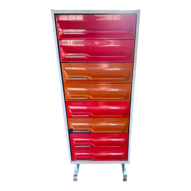 Vintage 1970s Space Age Tallboy Dresser — Giovanni Maur for Treco — Original For Sale
