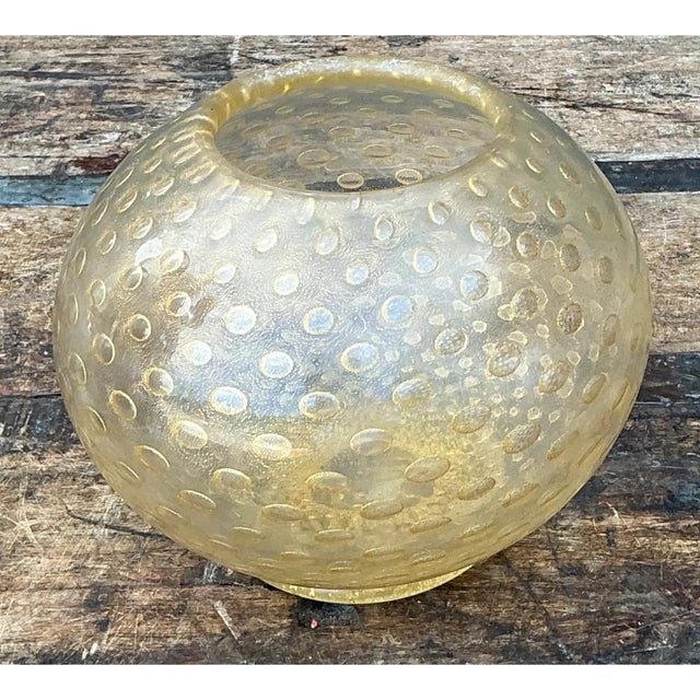 Glass Vintage Gold Flecked Glass Bowl After Murano For Sale - Image 7 of 12