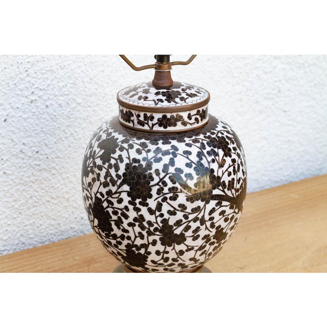 Ceramic Vintage Midnight Floral Blossom Table Lamp For Sale - Image 7 of 8