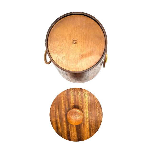 1960s K. M. C. Barware Teak Wood Laminate Ice Bucket For Sale - Image 10 of 11