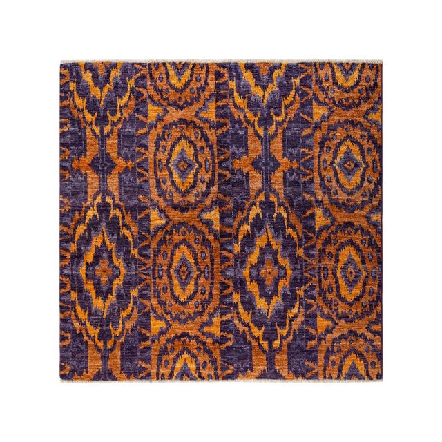 Modern Hand Knotted Area Rug, Purple - 6' 1" x 6' 1" For Sale - Image 9 of 9