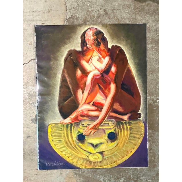 Vintage Ron Seitler Figurative Oil Crayon Drawing For Sale - Image 10 of 12