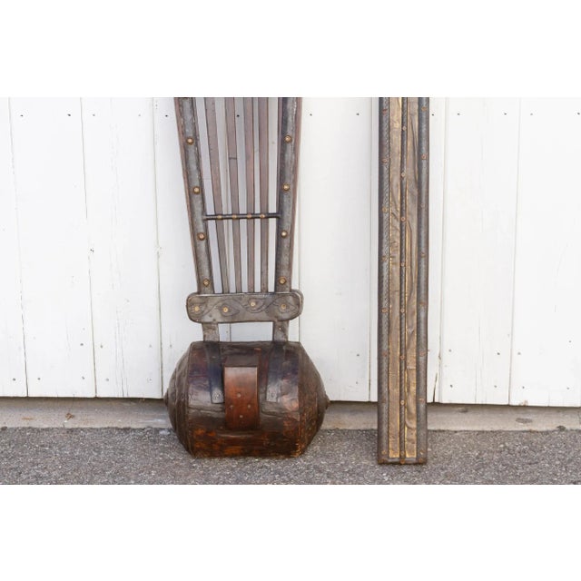 Wood & Metal Tribal Wheel Chair For Sale - Image 12 of 13