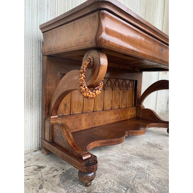 Early Biedermeier Period Walnut Console Table with Drawer, Austria, circa 1830 For Sale In Miami - Image 6 of 18