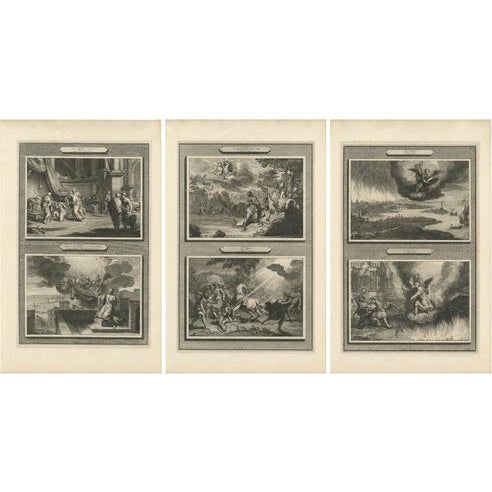 Pieter Mortier, Amsterdam Acts and Apocalypse, 1700, Etching on Paper, Set of 3 For Sale