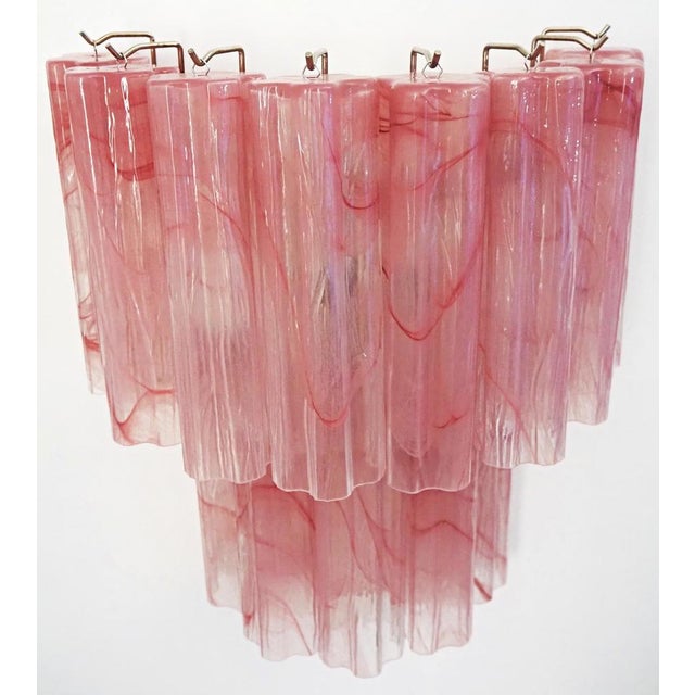 Murano Glass Tube Wall Sconces with 13 Pink Alabster Glass Tube, 1990s, Set of 2 For Sale - Image 13 of 17
