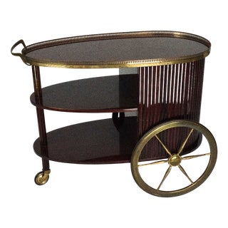 Mid-Century Italian Bar Cart with Shutter, 1950s For Sale