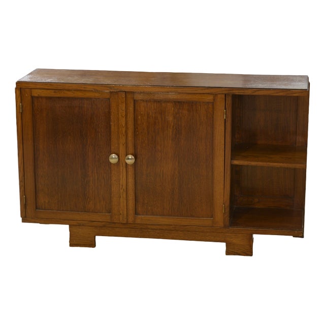 Vintage Art Deco Oak Side Table, 1940s For Sale