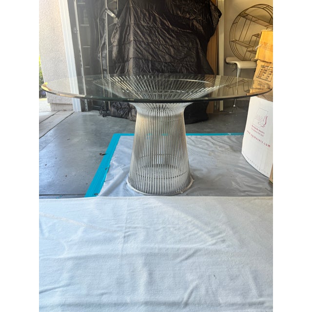 Knoll Mid-Century Modern Nickel and Glass Dining Table Attributed to Warren Platner for Knoll For Sale - Image 4 of 8