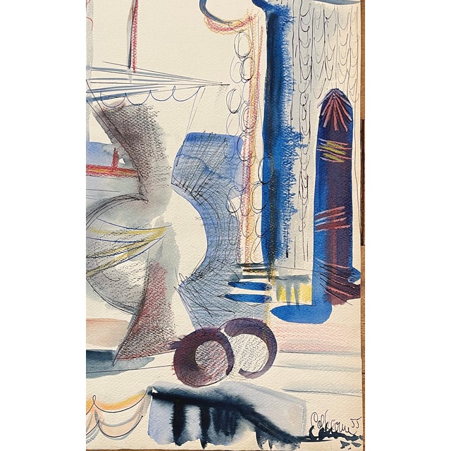 MCM painting on paper by artist Robert Brady Colborne (1931-2002). Signed and dated lower right; bearing estate stamp on...