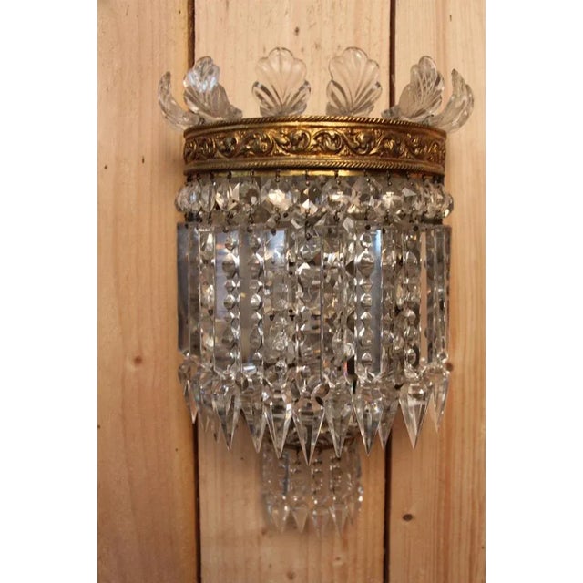 Pair of wall lights Baccarat in crystal and gilded bronze, in perfect condition, crinoline model, electrified. I have...