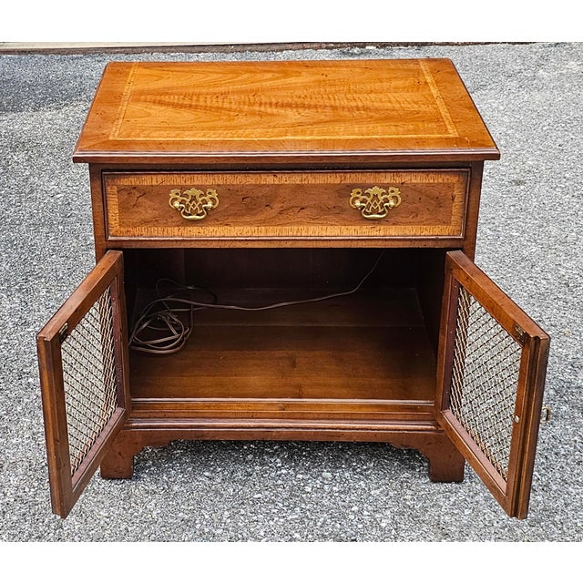 Henredon Henredon 18th Century Portfolio Satinwood Inlaid Mahogany Side Cabinet For Sale - Image 4 of 11