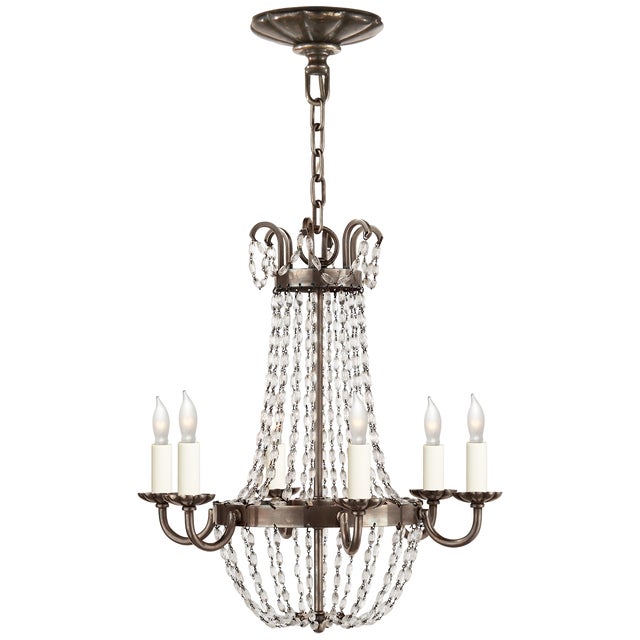 Petite Paris Flea Market Chandelier in Sheffield Silver and Seeded Glass Designer: Chapman & Myers Canopy: 5.25" Round...