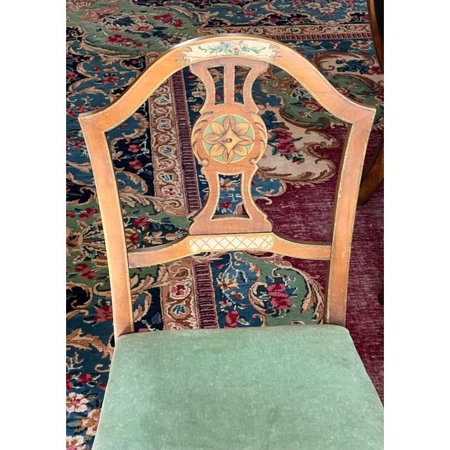 Antique Hand Painted Berkey and Gay Style Vanity Desk Chair For Sale - Image 4 of 12