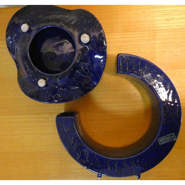 Blue Vase and Ashtray by Bertoncello Ceramiche d'Arte, 1970s, Set of 2 For Sale - Image 8 of 9