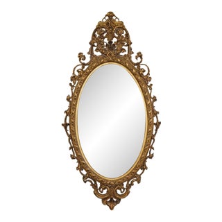 Large Mid 19th Century Gold Gilt American Philadelphia Floral Wall Mirror For Sale