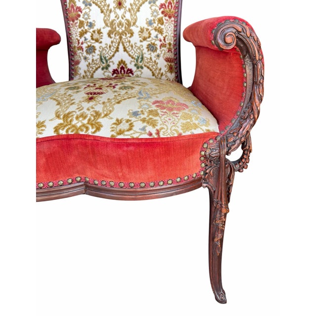 Pair of Grosfeld House Hollywood Regency Red Velvet Arm Chairs For Sale - Image 12 of 12