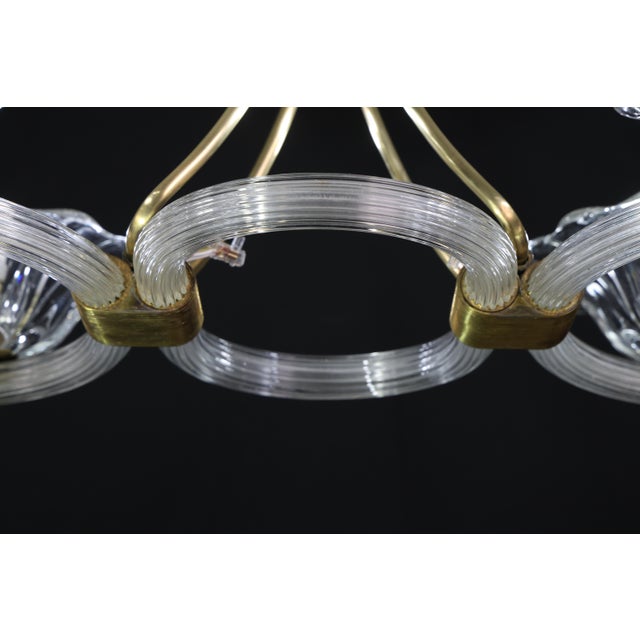 Extraordinary Art Deco Murano Glass and Bras Chandelier by Barovier E Toso, 1950 For Sale - Image 12 of 18