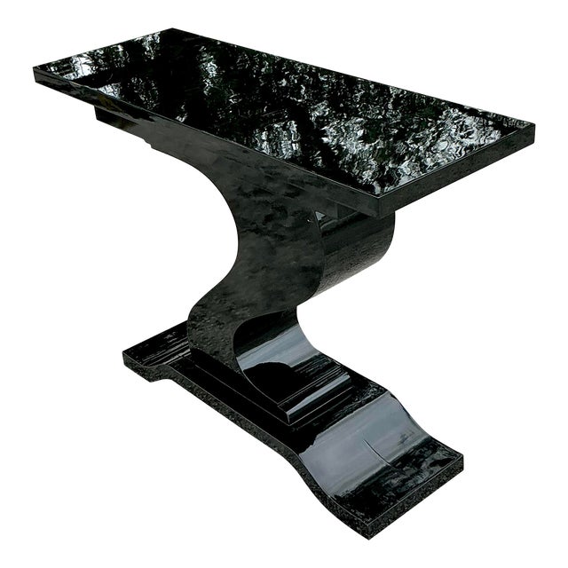 Vintage Postmodern Black Lacquered Console Table For Sale