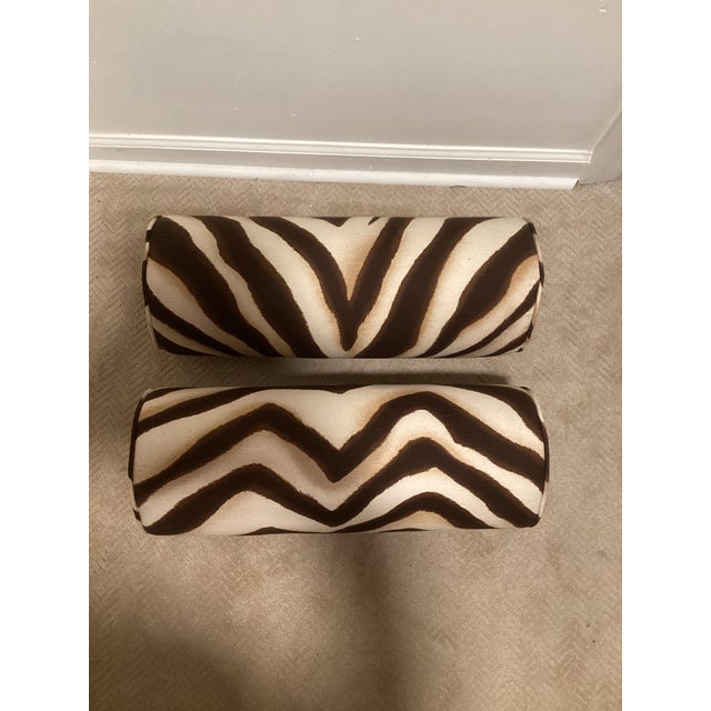 Ralph Lauren Home Zebra Print Bolster Pillows – Pair – Foam Inserts – Like New For Sale - Image 4 of 4