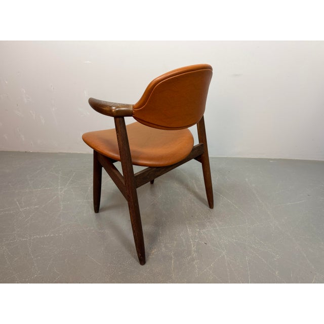 Mid-Century Modern Mid-Century Cognac Leatherette Cowhorn Dining Chair by Tijsseling for Hulmefa, Netherlands, 1970s For Sale - Image 3 of 12