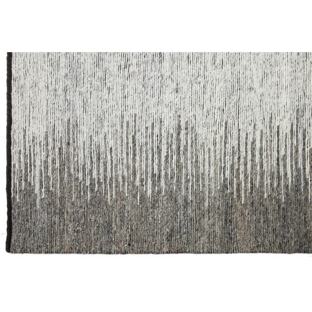 Textile Gray Hand Knotted Modern Wool Rug With Abstract Design For Sale - Image 7 of 9