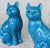 Vintage Chinese Turquoise Blue Glazed Ceramic Mantle Cat Sculpture - A Pair For Sale - Image 9 of 10