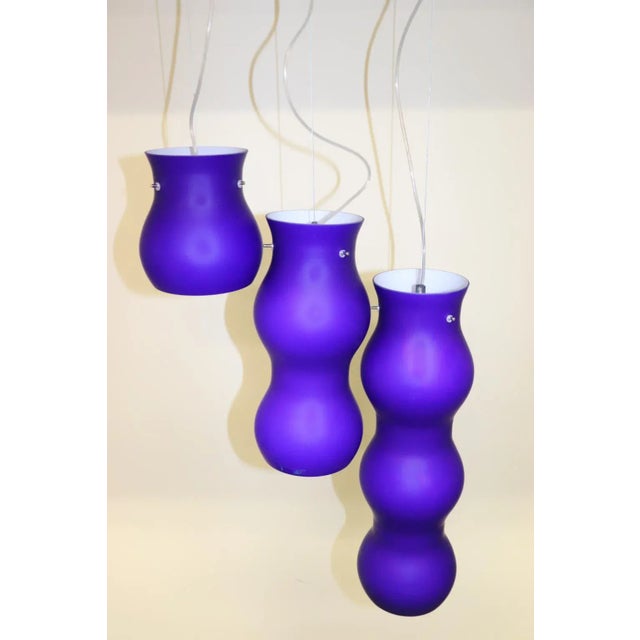 1990s Modern Murano Glass Pendant Blue Glass For Sale - Image 10 of 12