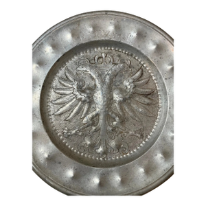 Rare Antique 1634 17th Century Engraved Hand Forged Pewter Eagle Dinner Plate