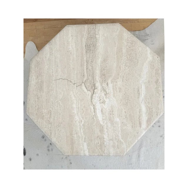 Beige Octagon Travertine Cocktail Coffee Table, 1970s For Sale - Image 6 of 11