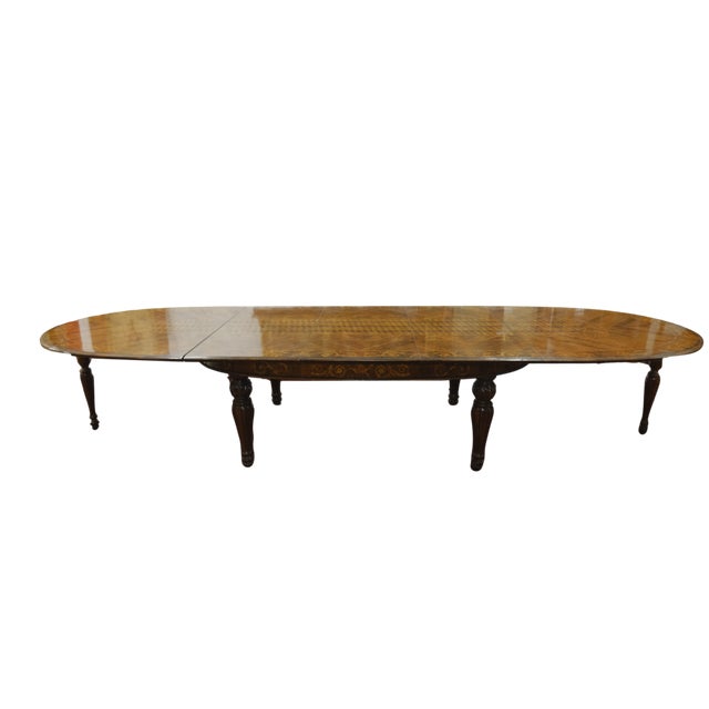 Brown Vintage Extendable Inlaid Table, 1930s For Sale - Image 8 of 8