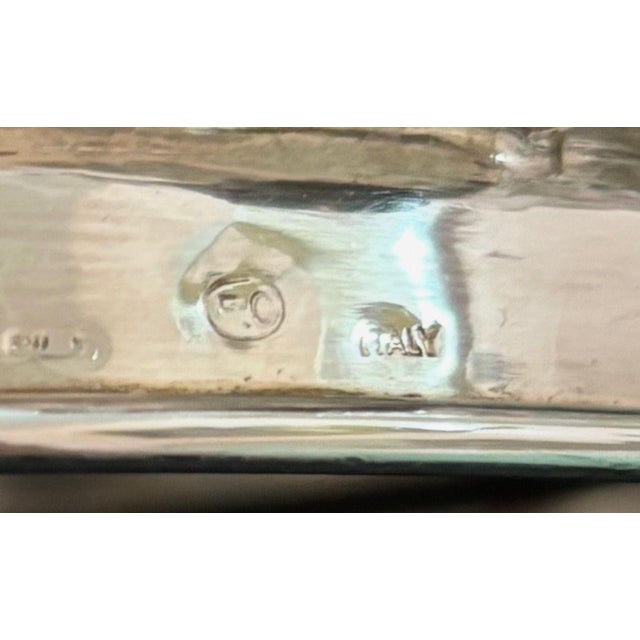 Metal Tiffany & Co. Lg. Sterling Silver Bowl With Leaf Design & Crystal Liner For Sale - Image 7 of 9