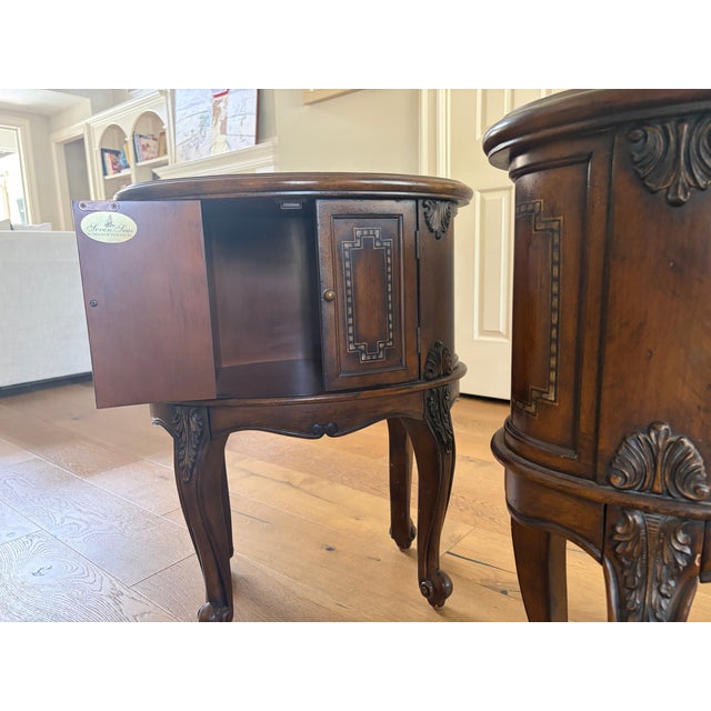 Pair of 1940s Hooker Furniture Seven Seas Oval Drum Accent Cabinet Side Tables For Sale - Image 12 of 15
