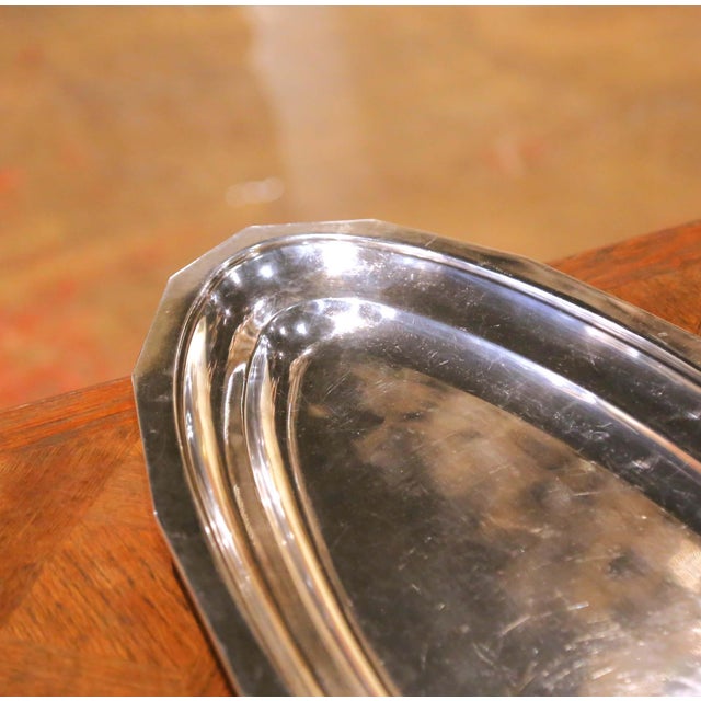 Mid 20th Century Mid-Century French Silvered Bronze Serving Platter for Fish, Fruit or Crudités For Sale - Image 5 of 7