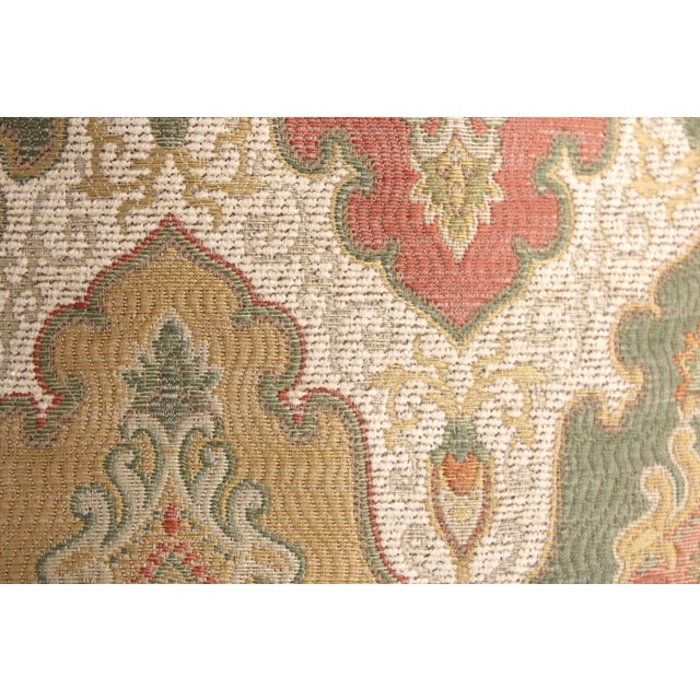 Pair of Designer Throw Pillows, Duralee Antoinette Fabric Pattern #15317-551 Saffron, Feather/Down Fill Inserts, Zipper...