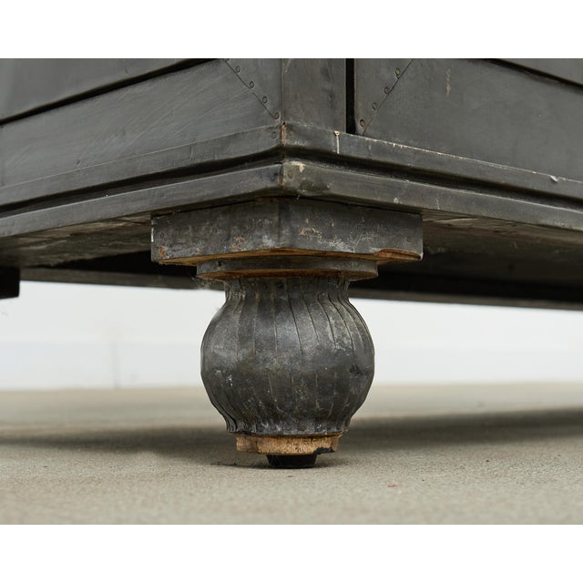 Industrial Style Zinc Metal Wrapped Glass Door Bookcase For Sale - Image 11 of 18