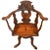 19th Century Swiss Hand Carved Wood Swivel Desk Chair For Sale