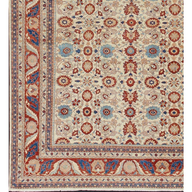 Measures: 17'4 x 24'3 Large Sultanabad Design Rug in Ivory with Sky Blue and Brick Red 17'4 x 24'3. Keivan Woven Arts. rug...