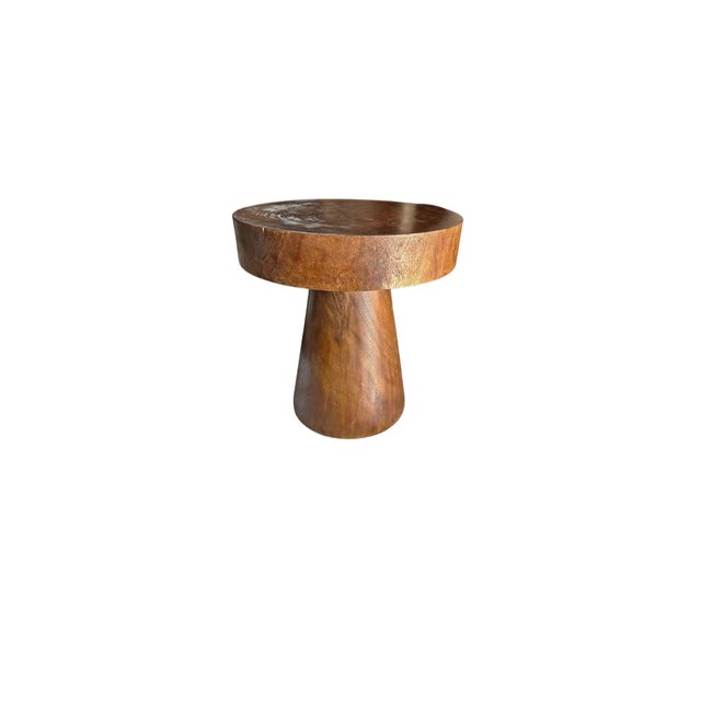 Contemporary Sculptural Round Side Table Suar Wood For Sale - Image 3 of 4