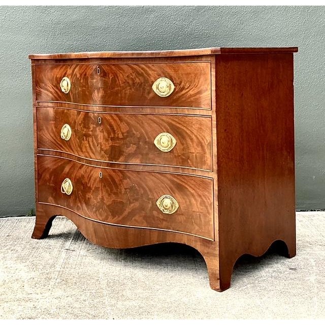 Vintage George 111 Serpentine Commode For Sale - Image 9 of 12